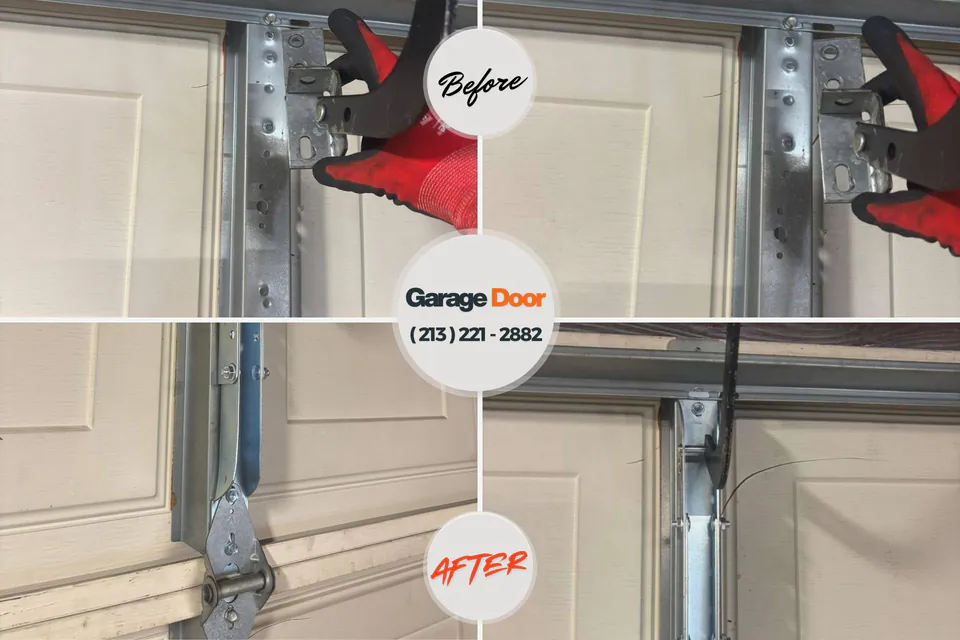 Before and after: garage door repair Kennedale, TX